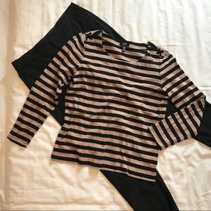 Jones New York Striped Long Sleeves Shirt Top XL